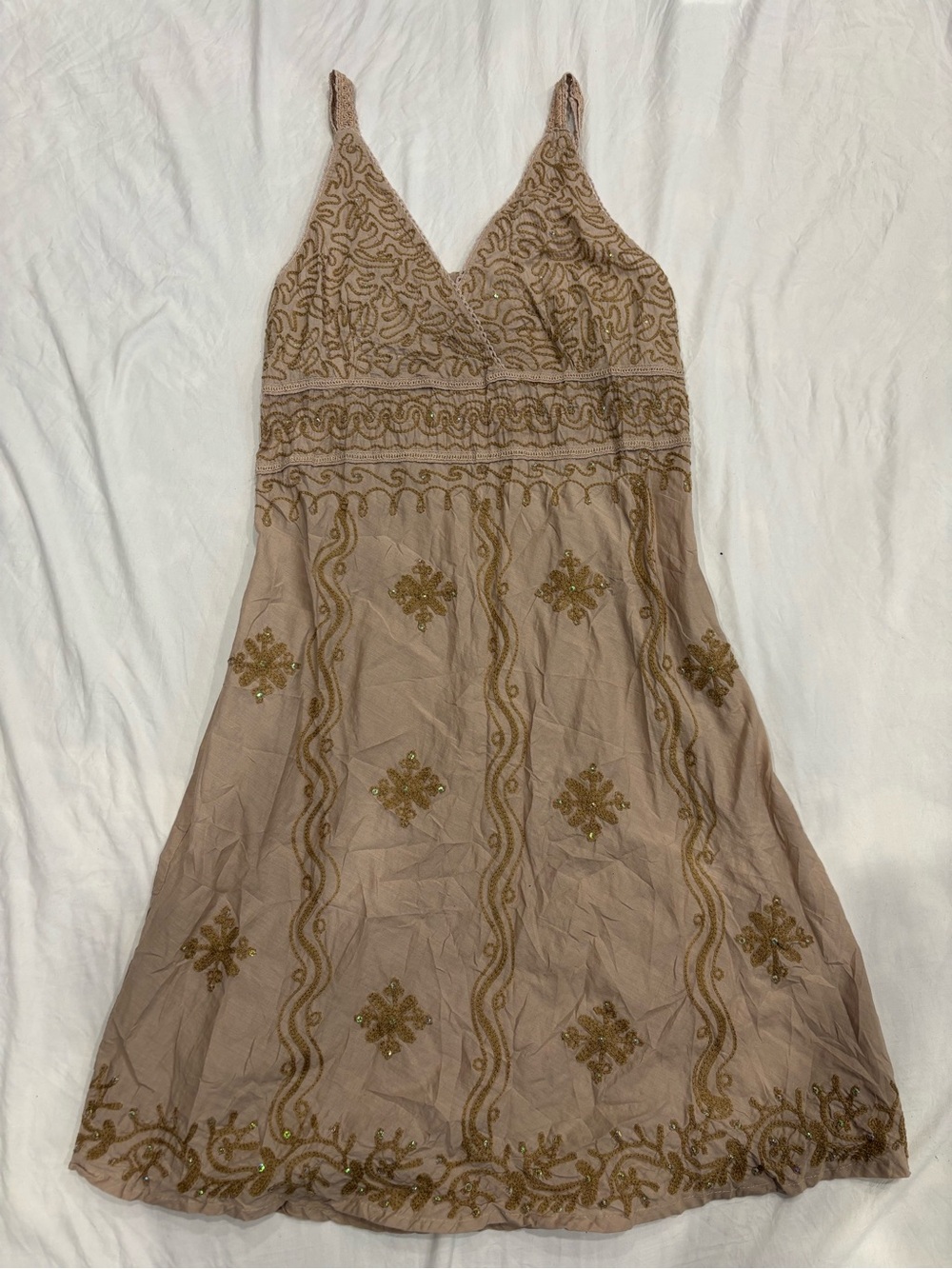 Beaded Beige Dress